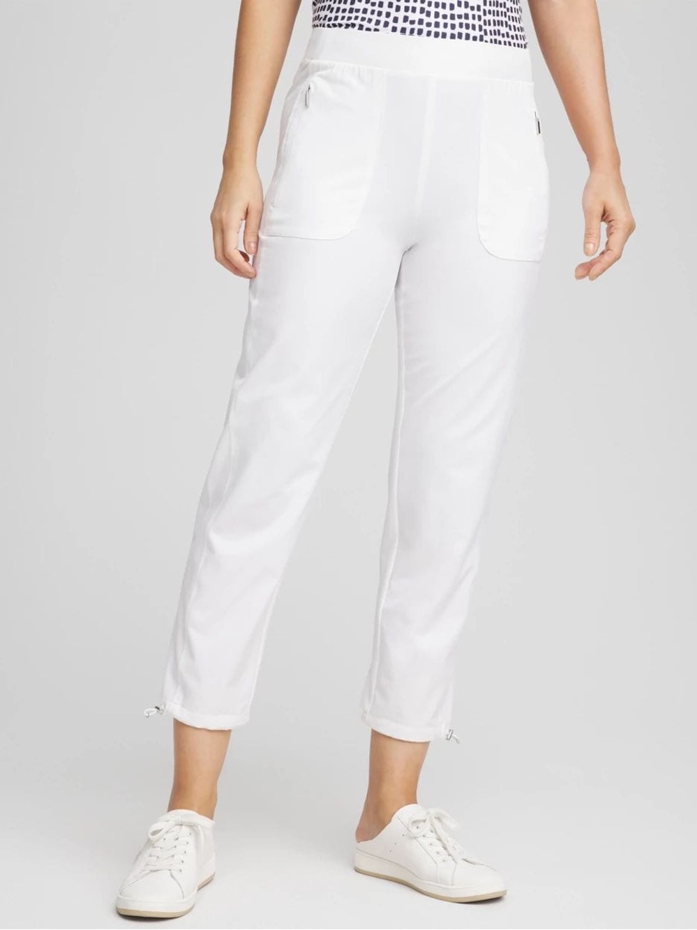 NEW Zenergy UPF Bungee Neema Cropped Pants White Size 8 Chico 1 Activewear